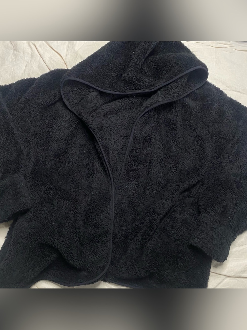 Black Oversized Teddy Hooded Jacket - Picture 2 of 3